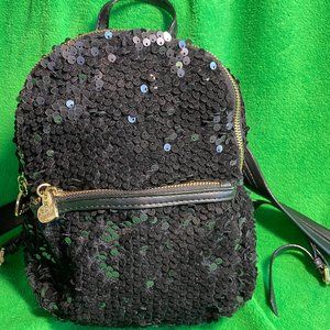 Betsy Johnson Black Sequence Mini Backpack